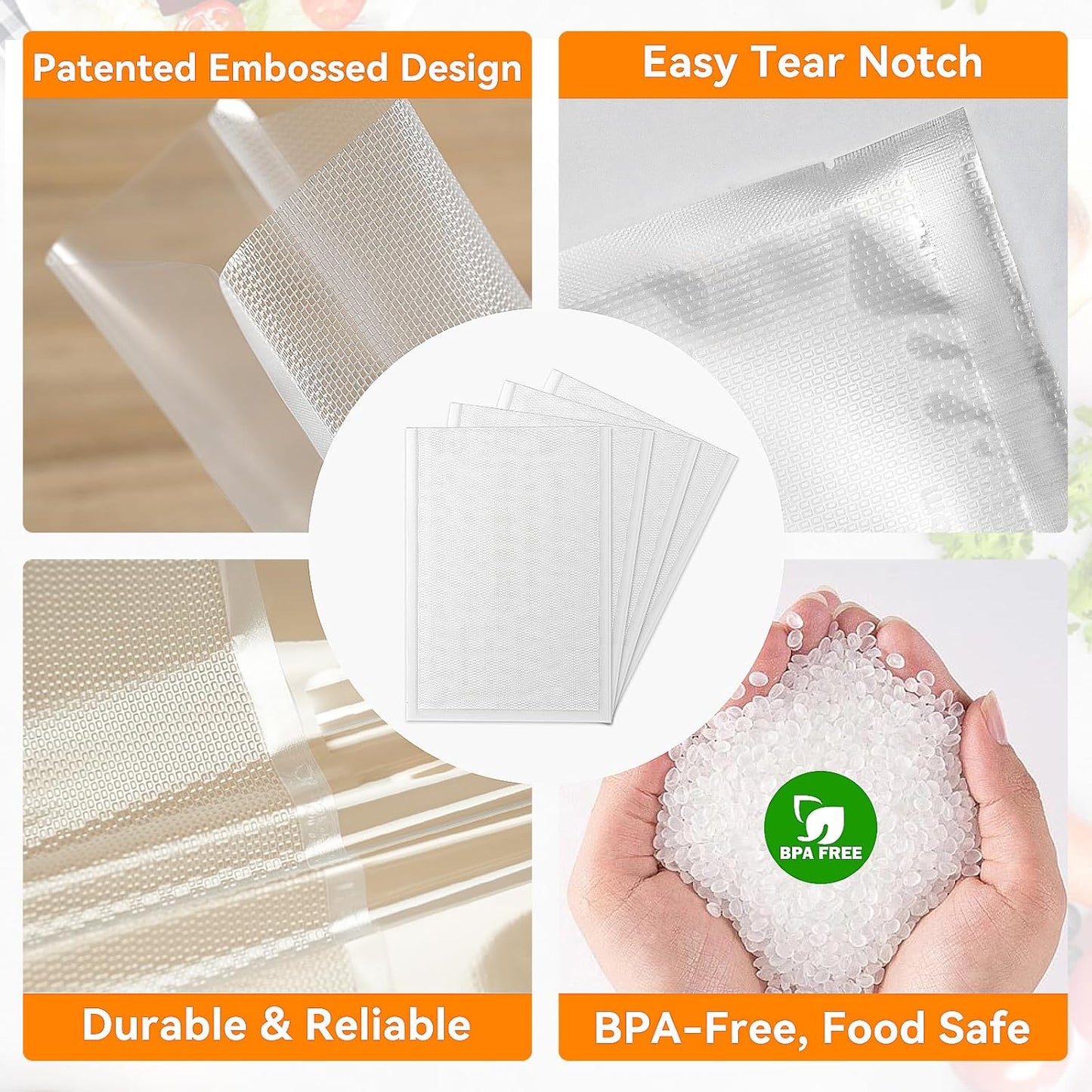 Wevac Vacuum Sealer Bags - Heavy-Duty BPA-Free Food Storage | 100 Count (6"×10" & 8"×12")