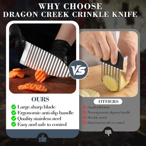 Dragon Creek Crinkle Cutter Knife - Wavy Vegetable & Fruit Slicer | Stainless Steel Design for Fun Cooking