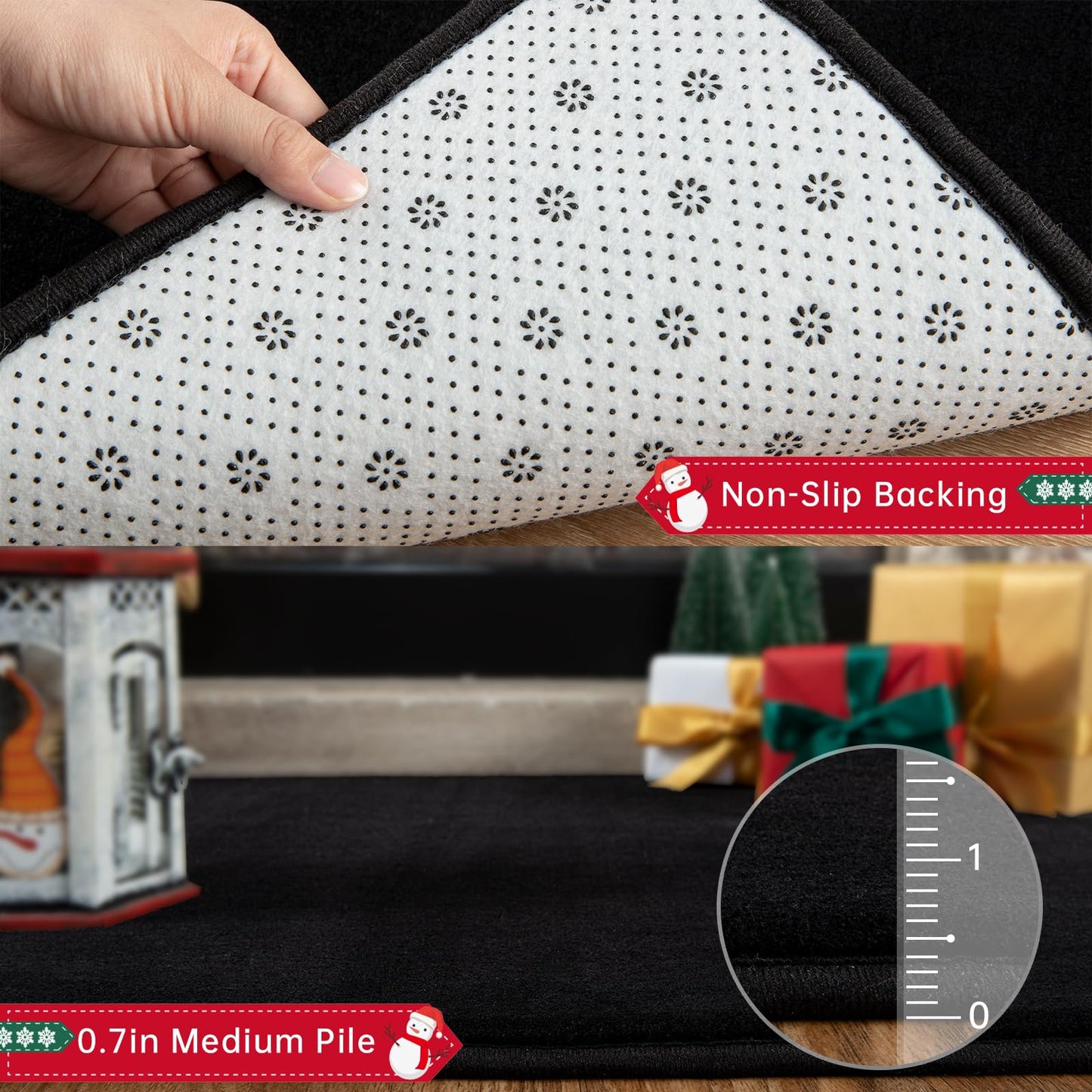 Przemy Washable Black Rugs for Living Room Bedroom, 5x7 Feet Super Soft Memory Foam Rug Indoor Carpet for Kids Room Boys Girls Dorm Bedside Nursery Decor Mat