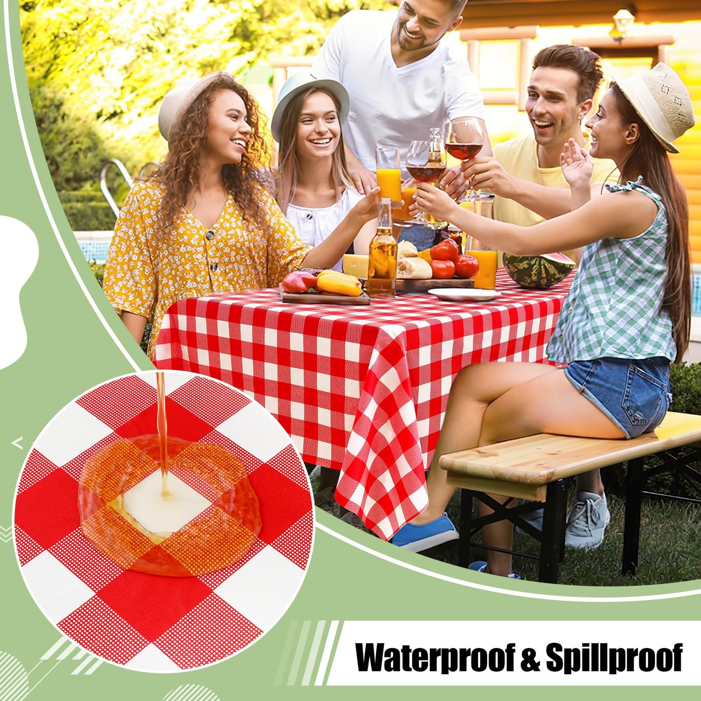 misaya 10 Packs Buffalo Disposable Table Cloth, 54 x 108 Inch Waterproof Plastic Tablecloth, Rectangle Red and White Checkered Table Covers for Picnic, Birthday, 4th of July Party