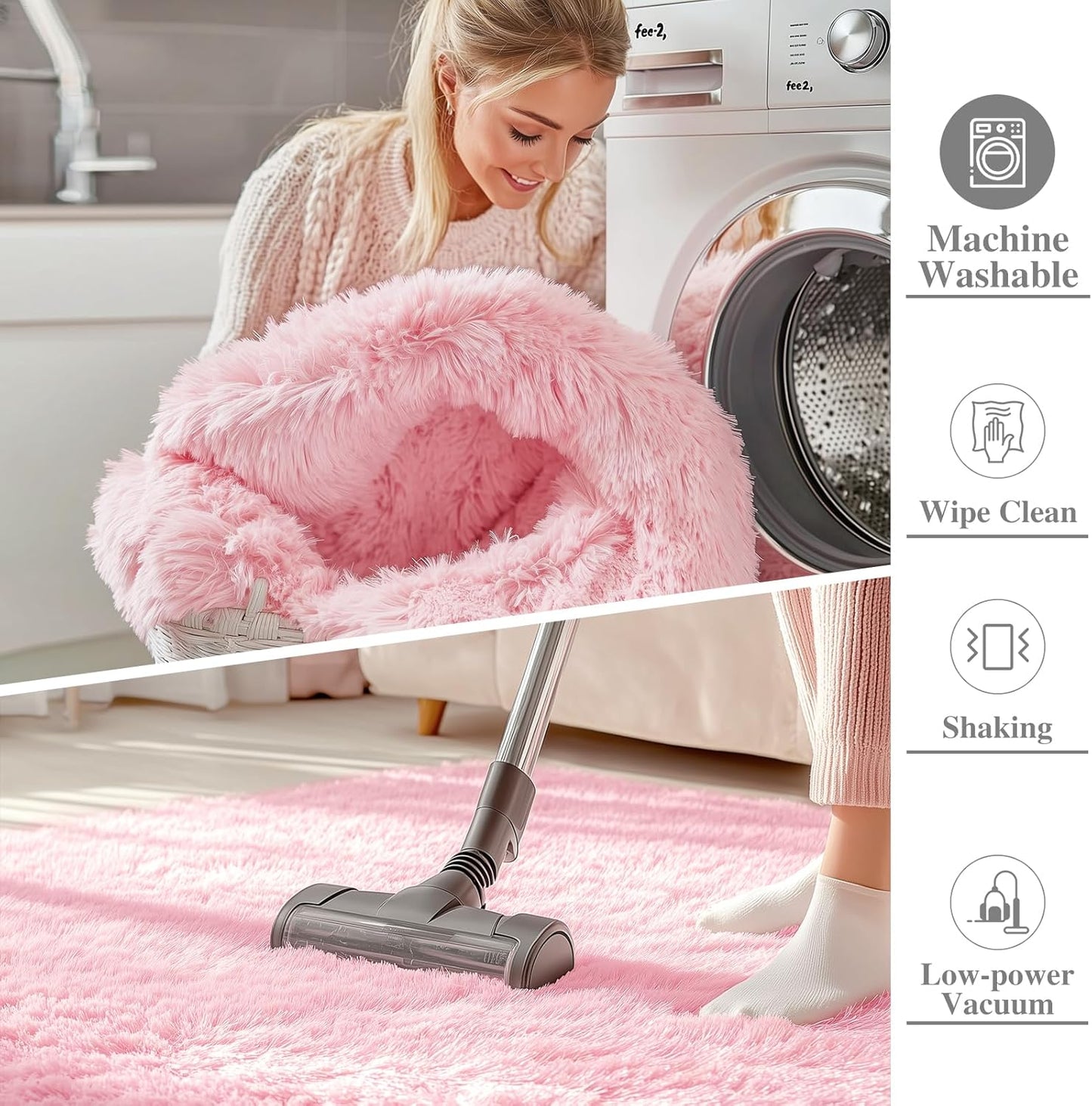 OLANLY Large 5x7 Machine Washable Area Rug - Soft Fluffy Shaggy Carpet for Living Room & Bedroom | Pink