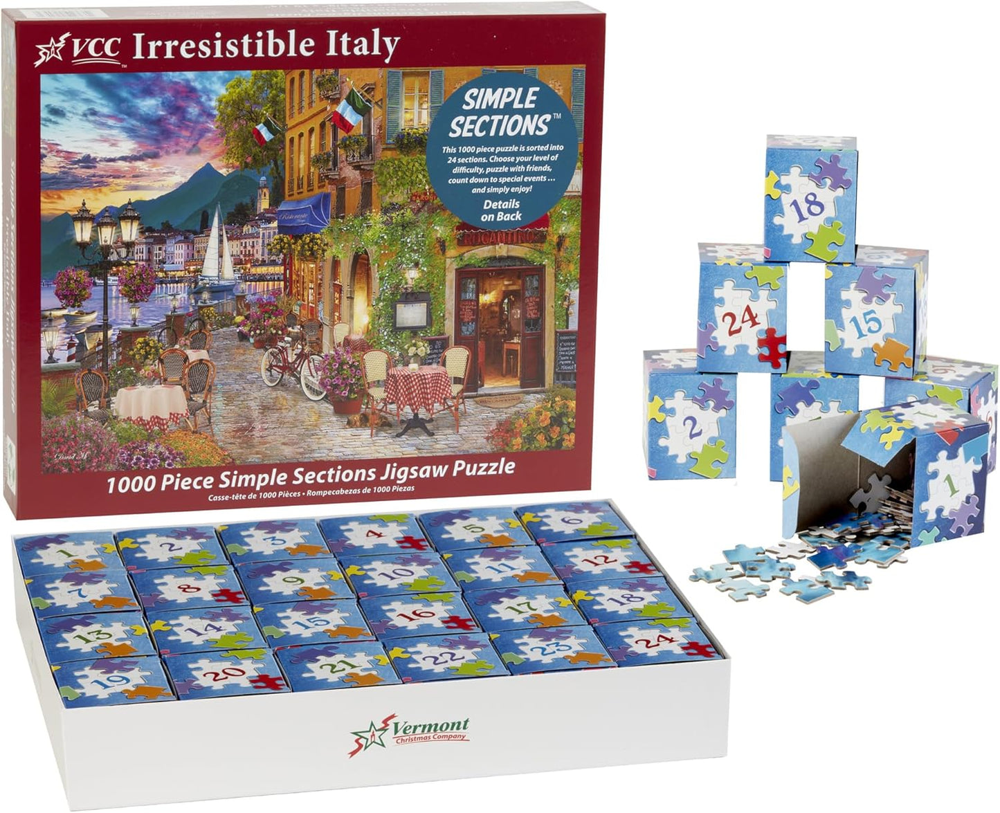 Vermont Christmas Company Irresistible Italy Jigsaw Puzzle - 1000 Pieces - 24 Sections for Custom Difficulty