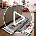 White Buffalo Plaid Xmas Kitchen Rugs Set of 2 – 17x47 and 17x30, Non-Slip Mats
