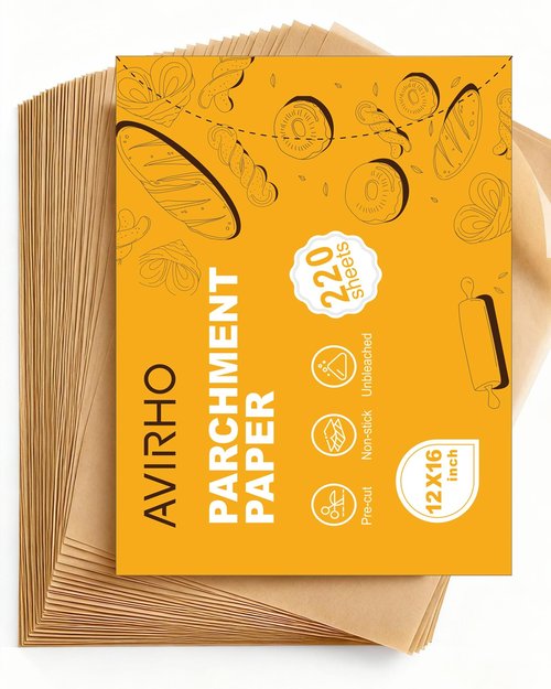 220 Count Parchment Paper Sheets for Baking 12x16 Inch, Precut Non-Stick Unbleached Baking Paper, Half Sheet Pan Liners for Oven, Cooking, Grilling, Air Fryer, Steaming
