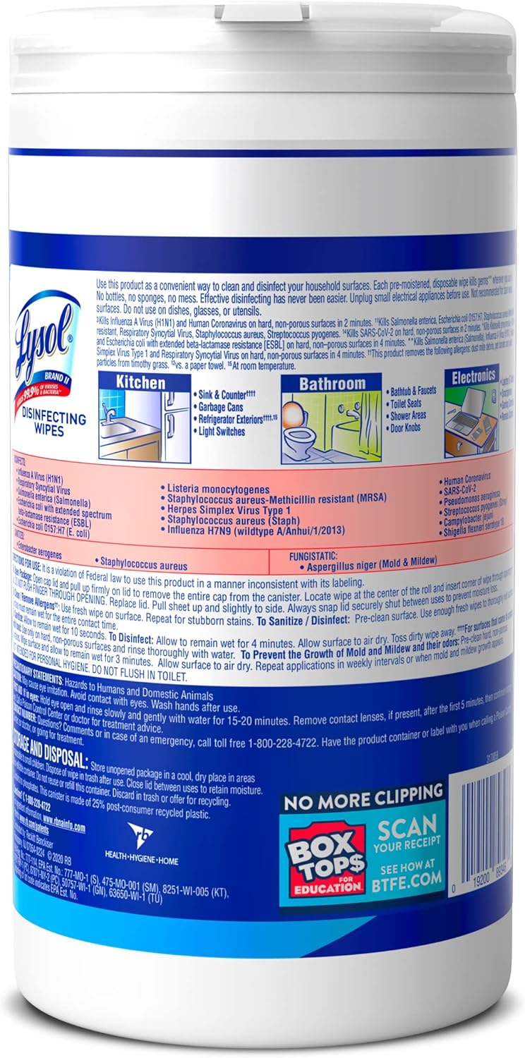 Lysol Disinfectant Wipes - Multi-Surface Antibacterial Cleaning Wipes | Crisp Linen, 80 Count