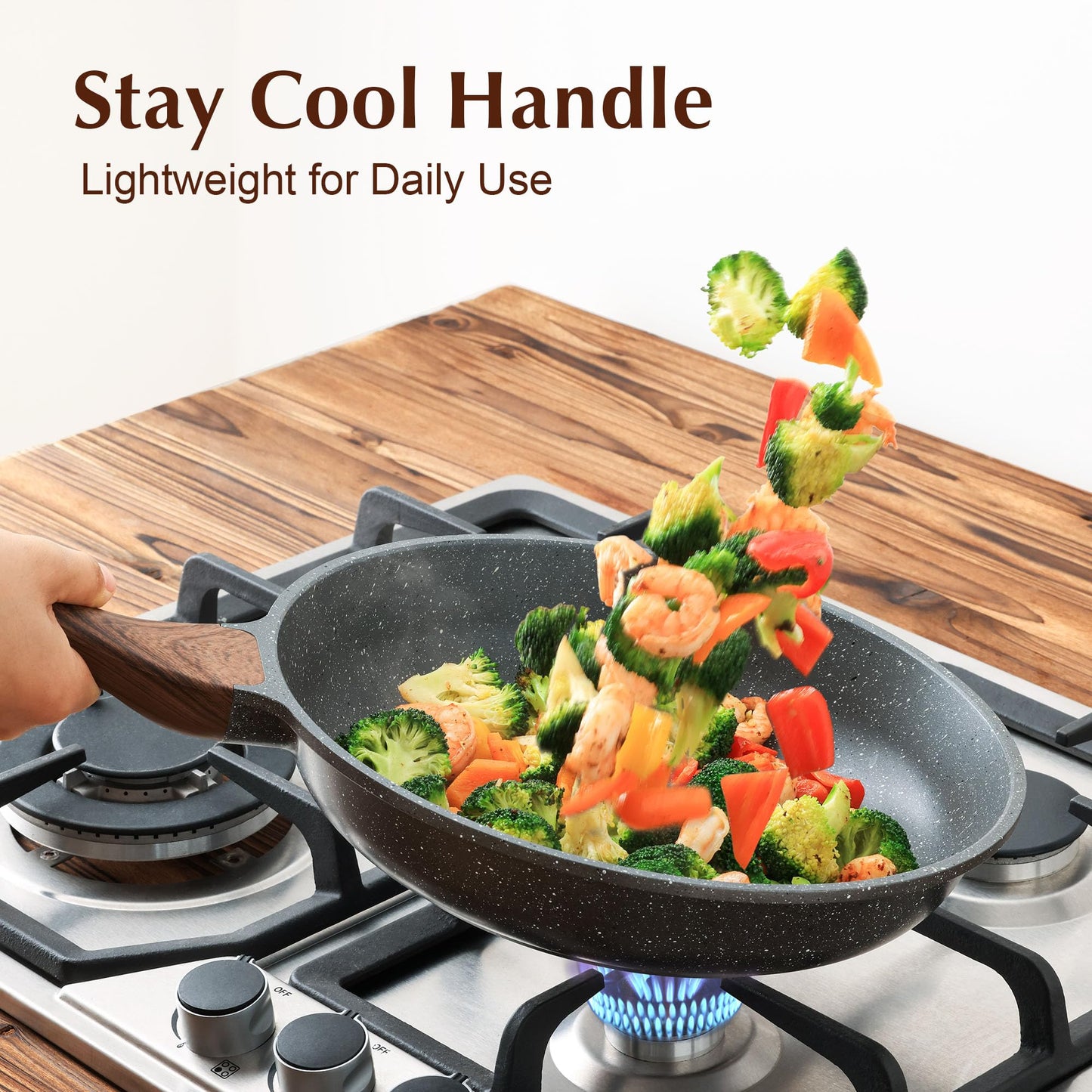 SENSARTE Nonstick Frying Pan Skillet with Lid, Omelet Pan with Cover, Healthy Cooking Chef's Pan, Kitchen Non Stick Pan, Free of Intentionally Added PFOA (11inch + Glass Lid)