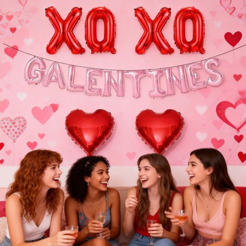 16" Pink Galentines Day Balloons, Galentines Day Banners Decorations as Party Supplies, Galentine's Day Decor for Home Office Classroom