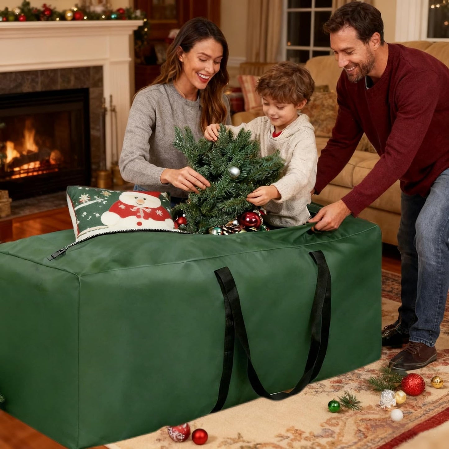 Skiennix Extra Large Christmas Tree Storage Bag - Waterproof Heavy-Duty 68” L x 20” H x 30” W for 9-12 Ft Trees