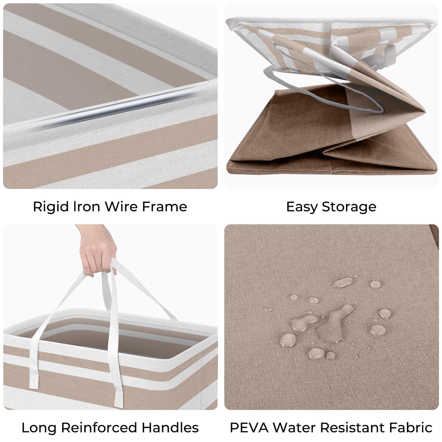 HomeHacks 2-Pack Large Laundry Basket, Waterproof, Freestanding Laundry Hamper, Collapsible Tall Clothes Hamper with Extended Handles for Clothes Toys in the Dorm and Family (Brown, 100L)