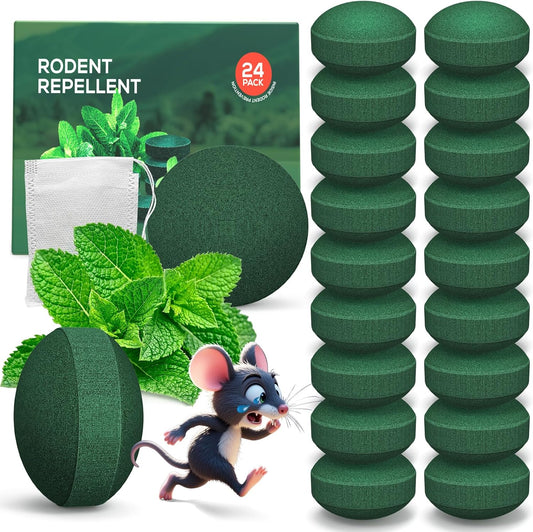 Skiennix Rodent Repellent Pouches - 24 Pack Peppermint Oil for Mice & Rats | Indoor & Outdoor Use