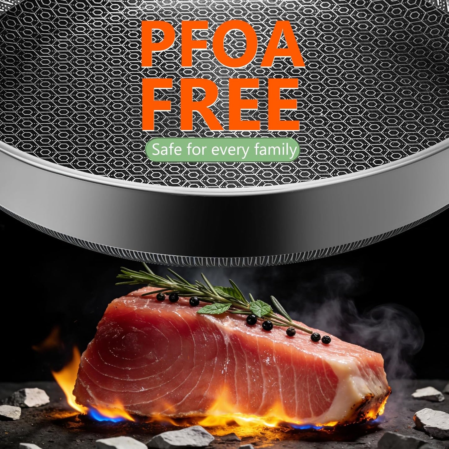 Skiennix Nonstick Frying Pan - 10-Inch Stainless Steel Skillet | Dishwasher & Oven-Safe, PFOA Free