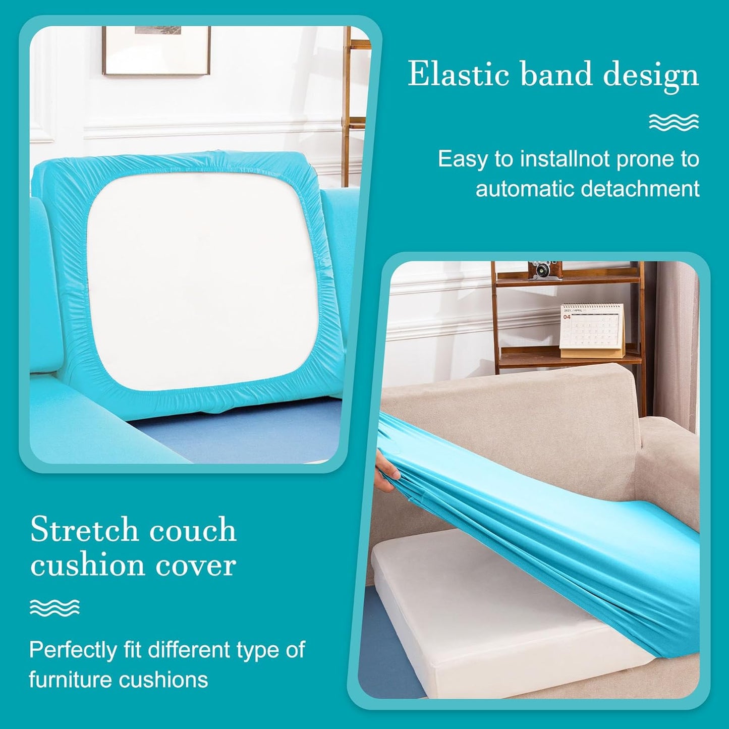 Skiennix 12 Pcs Stretch Patio Cushion Covers - Washable Outdoor Sofa Slipcovers | Sky Blue