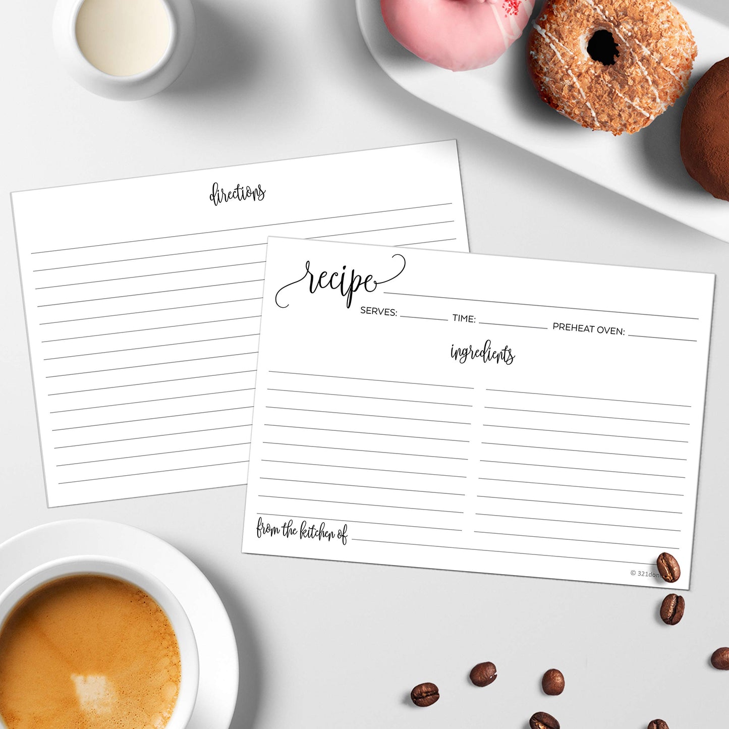 321Done Recipe Cards - Set of 50, Extra Large Double-Sided Thick 5x7 Modern White Recipe Cards, Minimalist Design for Bridal Shower & Wedding Gift, Made in USA