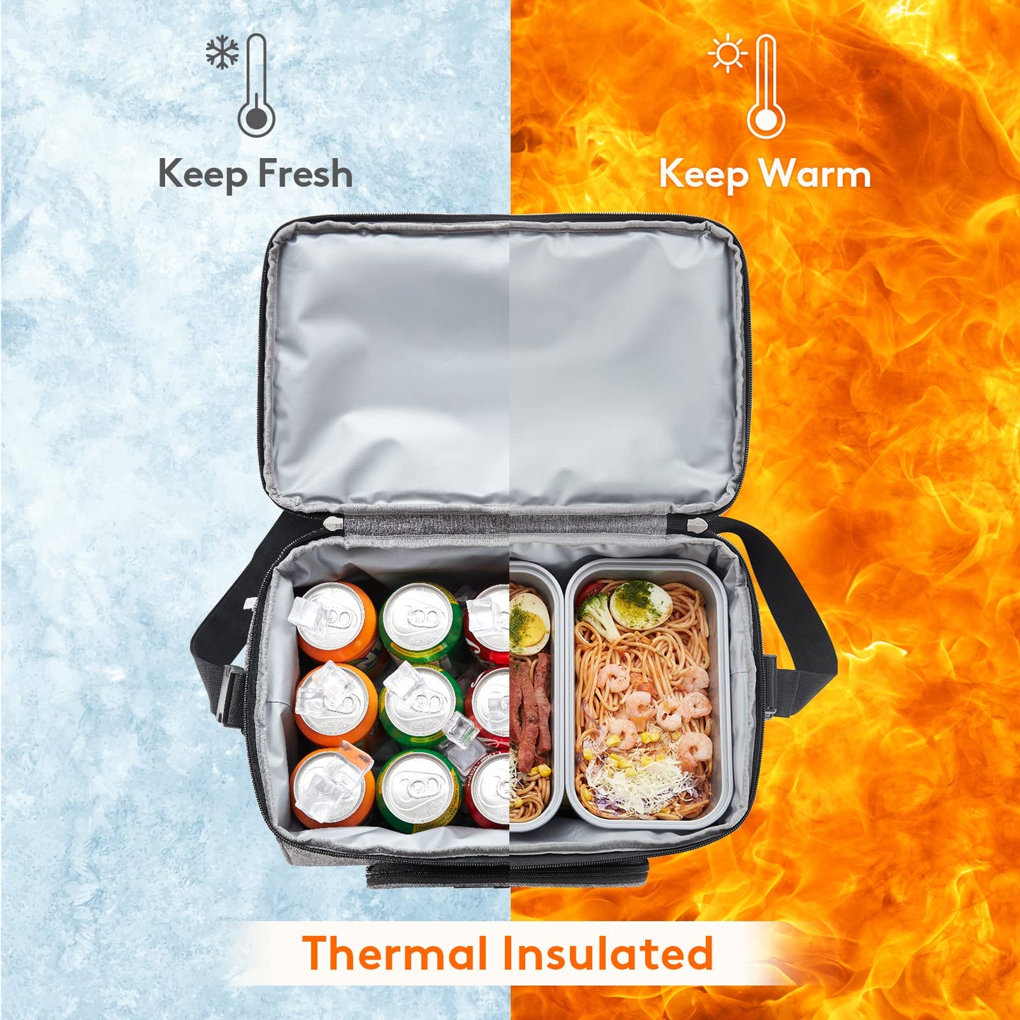 Lifewit Insulated Cooler Bag, 32 Can Large Leakproof Beach Cooler, Lightweight Portable Double Layer Soft-Sided Travel Ice Chest for Camping, Kayaking, Road Trips, Grocery Shopping, Gray