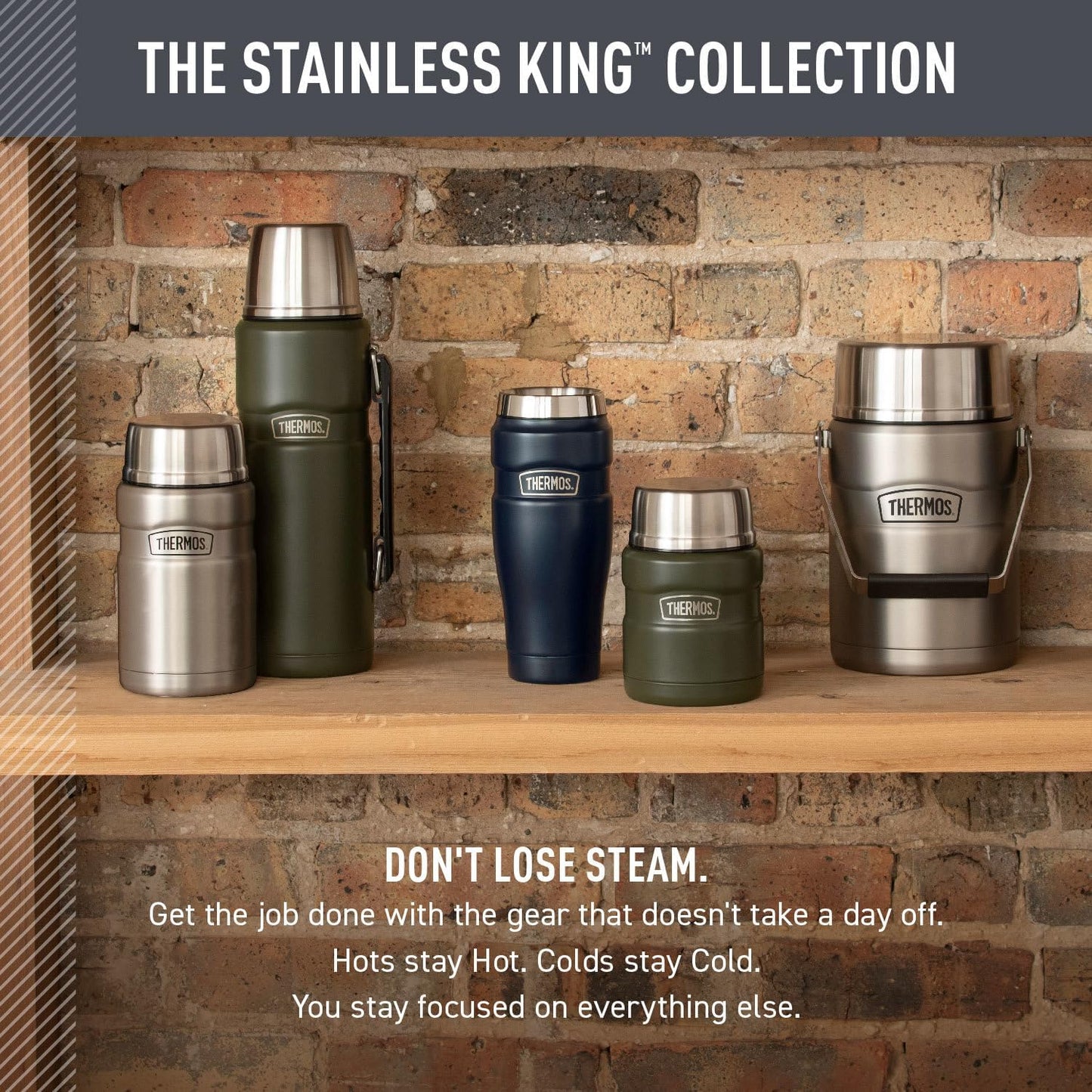 THERMOS Stainless King Vacuum-Insulated Tumbler - 16oz Army Green | Leak-Proof & Sweat-Proof for Hot & Cold Drinks