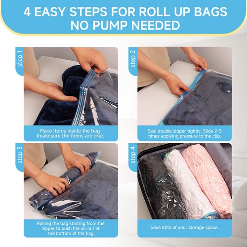 Compression Bags for Travel - Travel Essentials - 30 Pack Space Saver Bags - No Vacuum Needed - Compression Packing Bags for Cruise Accessories
