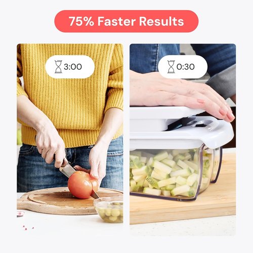 Fullstar Vegetable Chopper & Mandoline Slicer - 8-in-1 Food Chopper with Container, White