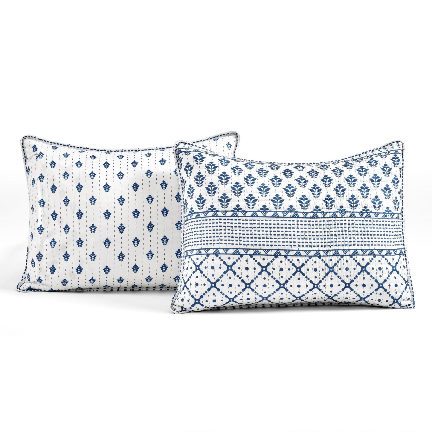 Lush Decor Monique Stripe Reversible Quilt Queen Size 3 Piece Set Full/Queen Navy & White - Striped Bedding Set Queen Quilt - Blue Quilts - Coastal Decor