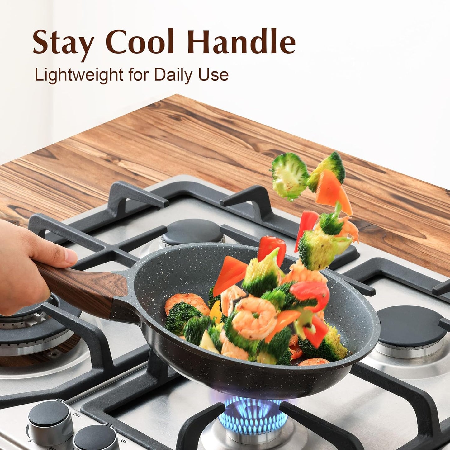 SENSARTE Nonstick Frying Pan - Healthy Omelet Skillet with Glass Lid, 8-Inch PFOA Free Cookware