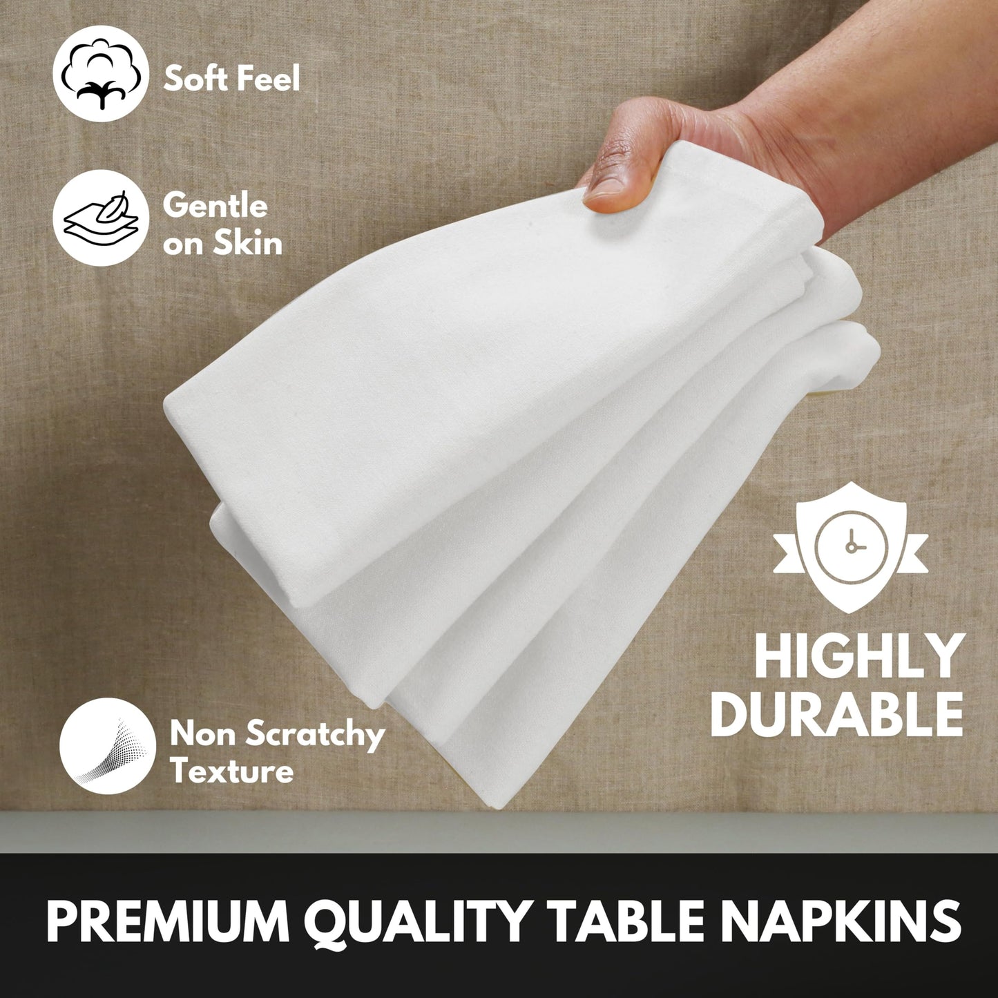 Softopia Cotton Cloth Napkin 100% Cotton Set of 12 Decorative Washable Table Napkins for Dining, Home, Wedding, Banquet - White (17"x17")