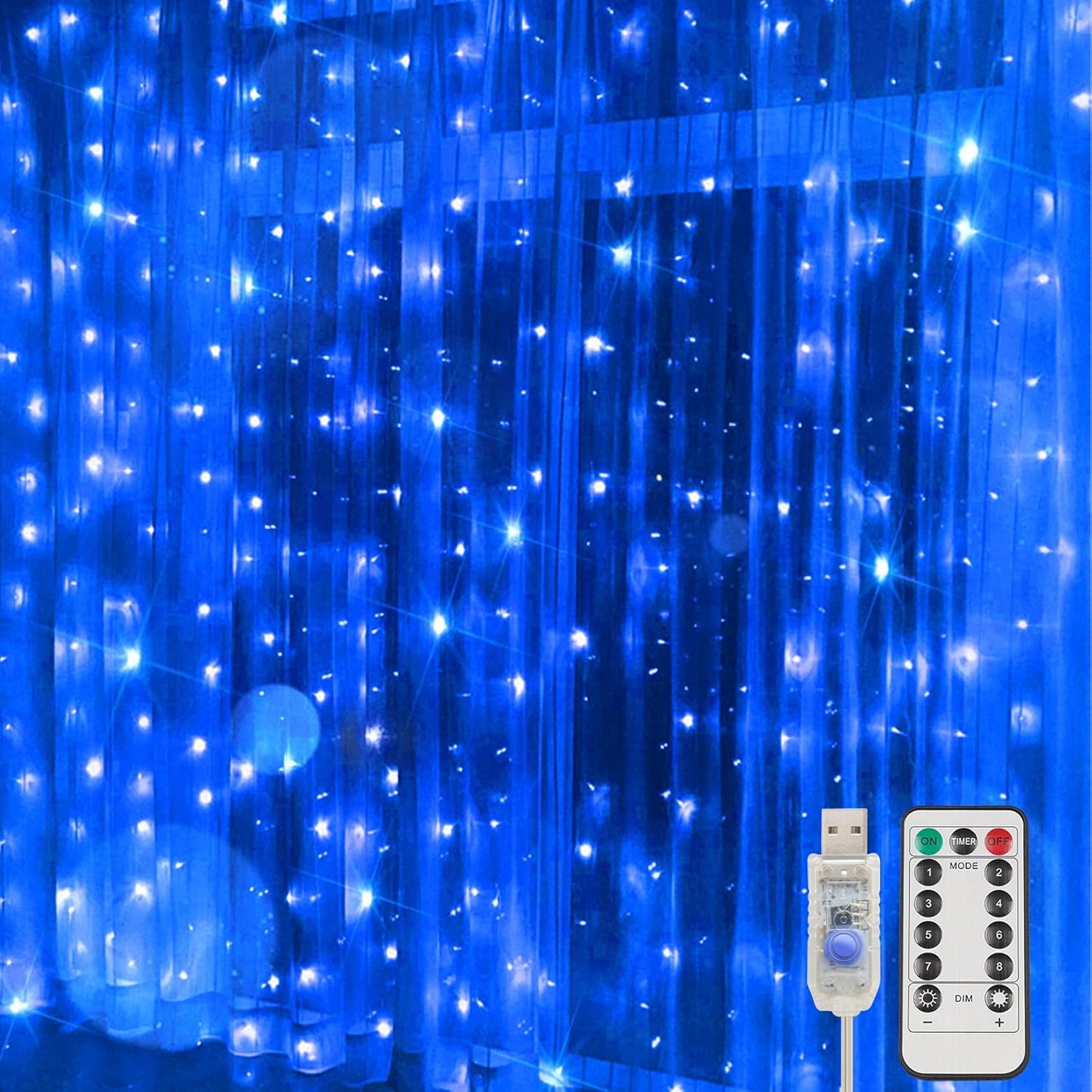 Suddus Curtain Lights - 200 LED Waterproof Fairy String Lights for Bedroom & Outdoor Decor | Blue