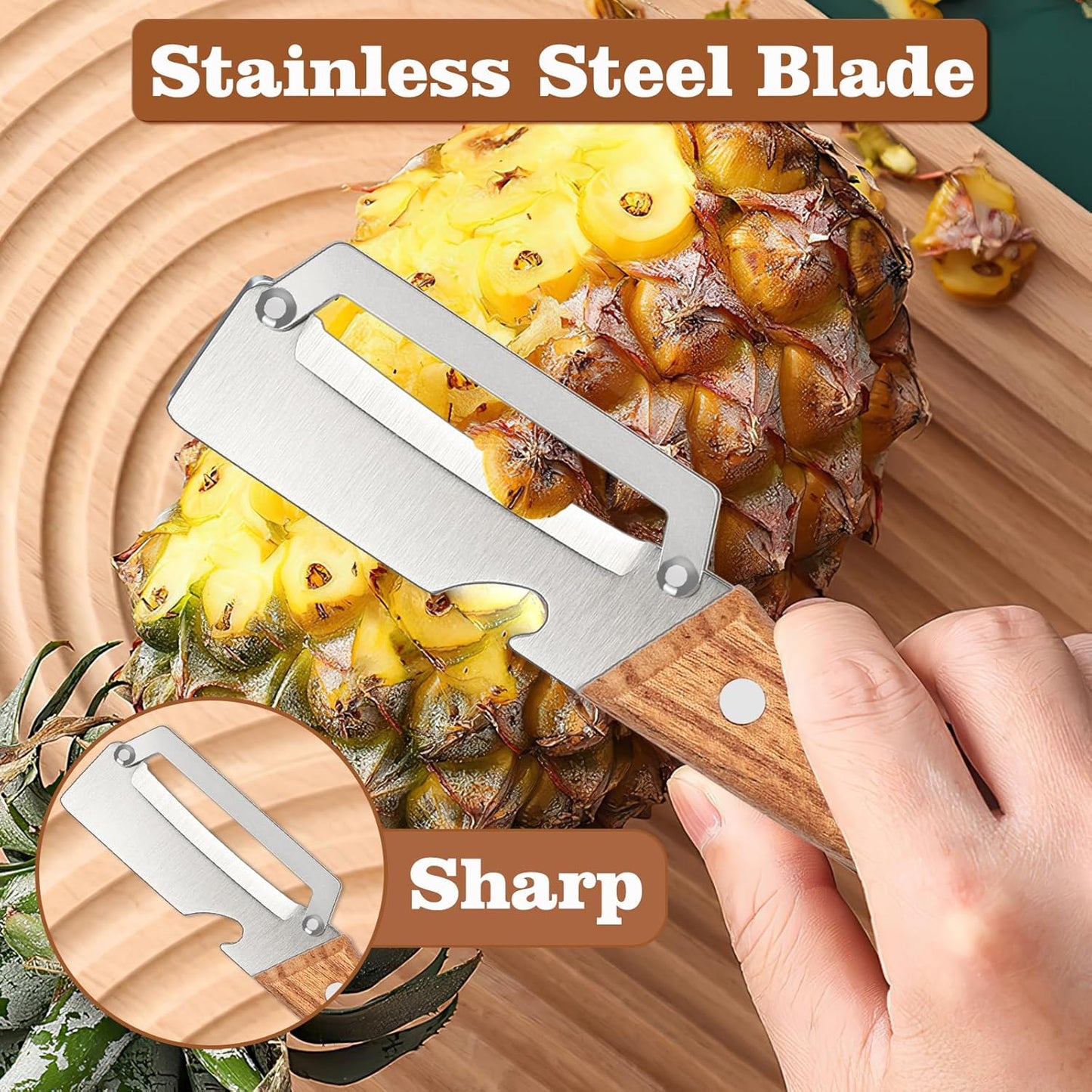 Skiennix Vegetable Peeler Set - Stainless Steel Blades with Wooden Handles | Non-Slip Kitchen Tool