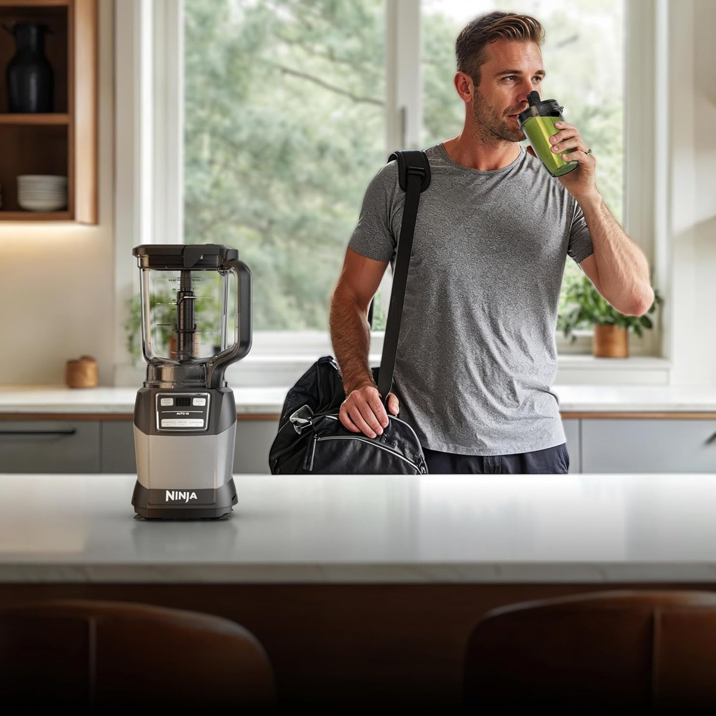 Ninja Blender - Compact Kitchen System with 1200W Power | 3 Functions for Smoothies, Dough & Frozen Drinks | 72-oz. Pitcher, 40-oz. Bowl & 18-oz. Cup in Grey