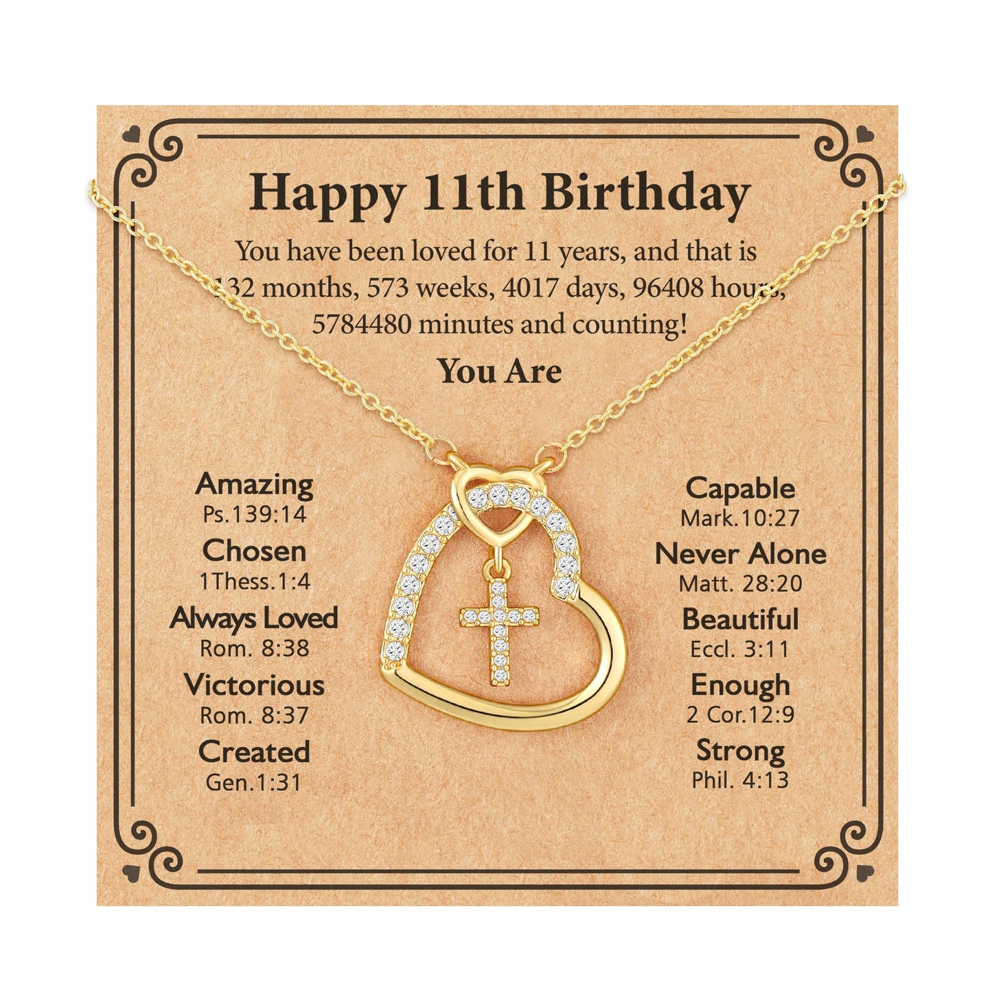 ESPVO 7 Year Old Girl Birthday Gift Happy 7th Seven Yr Cross Heart Necklace Jewelry Presents Stuff Decorations for Girls