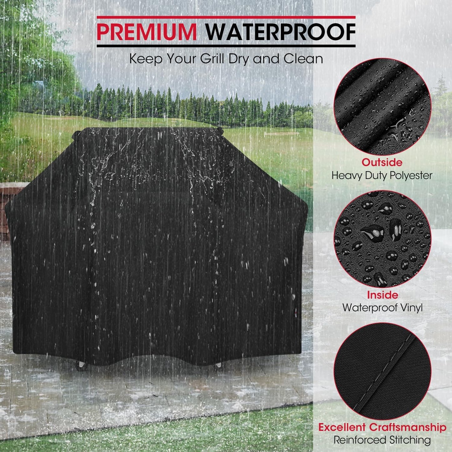 Unicook 63 Inch Grill Cover - Heavy Duty Waterproof BBQ Cover for Weber Genesis 300 Series
