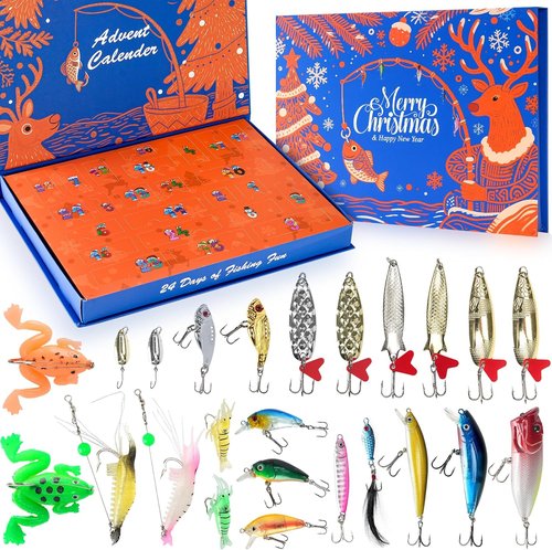 Fanfantoey Fishing Advent Calendar 2025 - Perfect Holiday Gift for Boys & Teens | Blue Lures Kit