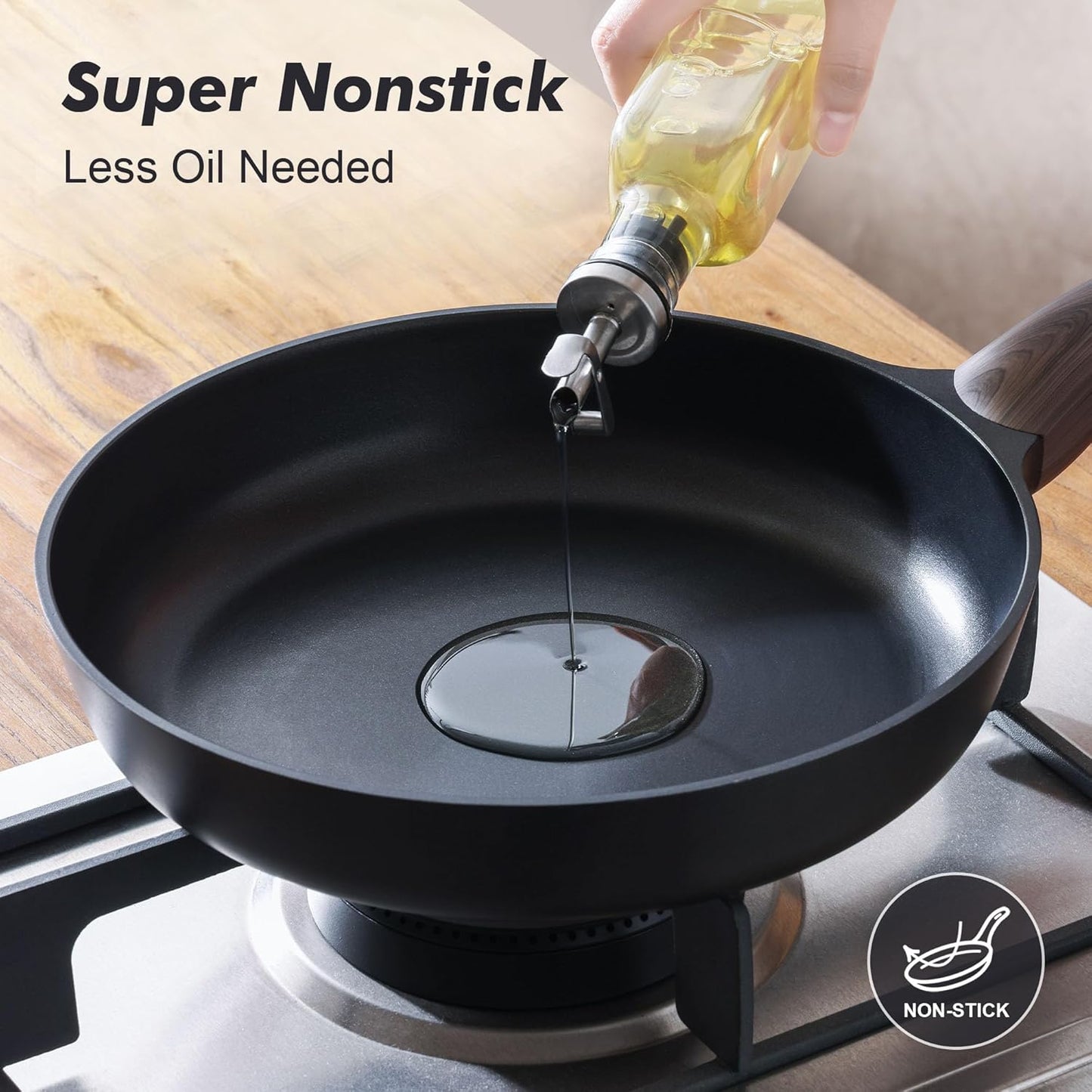 SENSARTE Nonstick Frying Pan - Healthy 8-Inch Skillet with Lid | Induction Compatible, PFOA-Free, Black