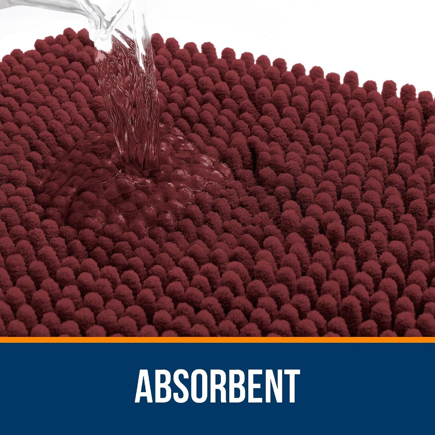 OLANLY Bathroom Runner Rugs - Soft Absorbent Chenille Bath Mats | Quick Dry, Machine Washable, 47x24, Andorra Red-Brown