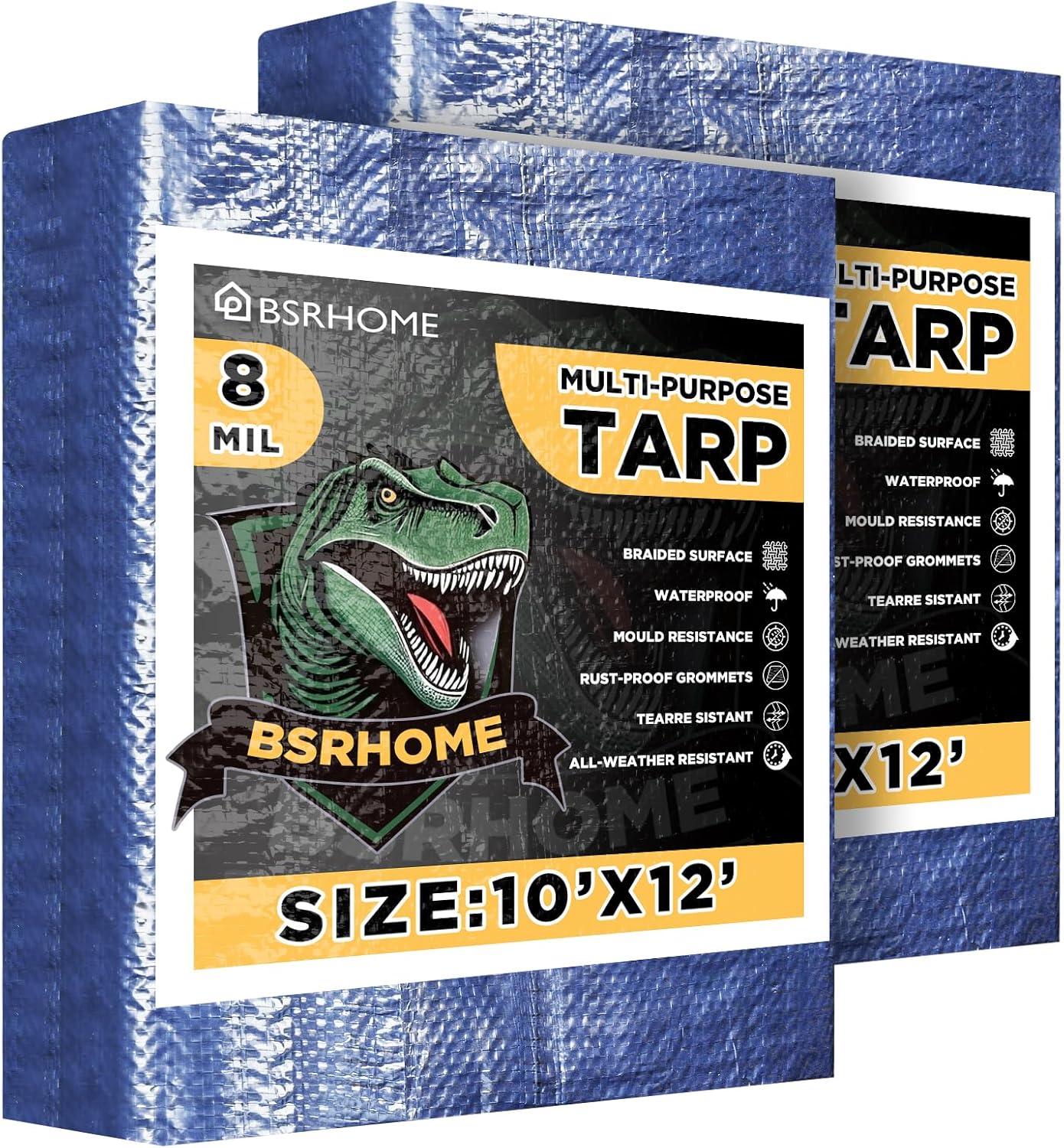 Tarps Waterproof Heavy Duty Blue Tarp Cover - 10x12 Feet, 8 Mil Thick, Metal Grommets for Outdoor Use