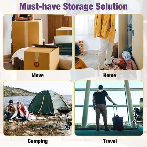 HIBAG Vacuum Storage Bags - 10-Pack Space Saver Bags for Clothing | Includes 2 Jumbo, 2 Large, 2 Medium, 2 Small, 2 Roll-Up with Pump
