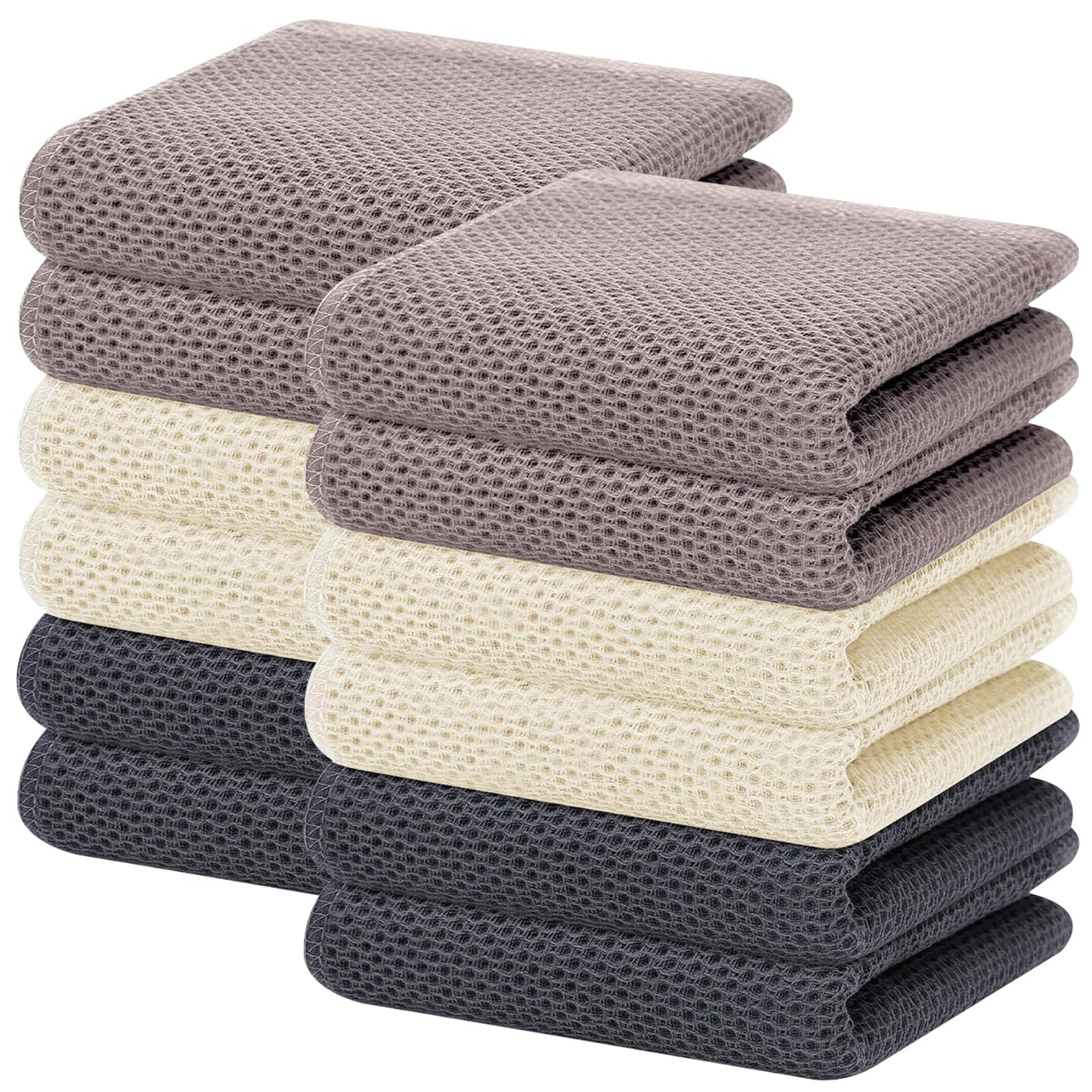 Homaxy 100% Cotton Waffle Weave Kitchen Dish Towels, Ultra Soft Absorbent Quick Drying Cleaning Towel, 13 x 28 Inches, 12-Pack, Mixed Color