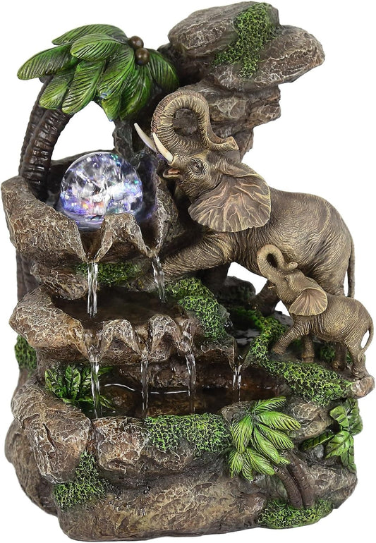 OK Lighting FT-1225/1L 11.00" H Elephant Table Fountain