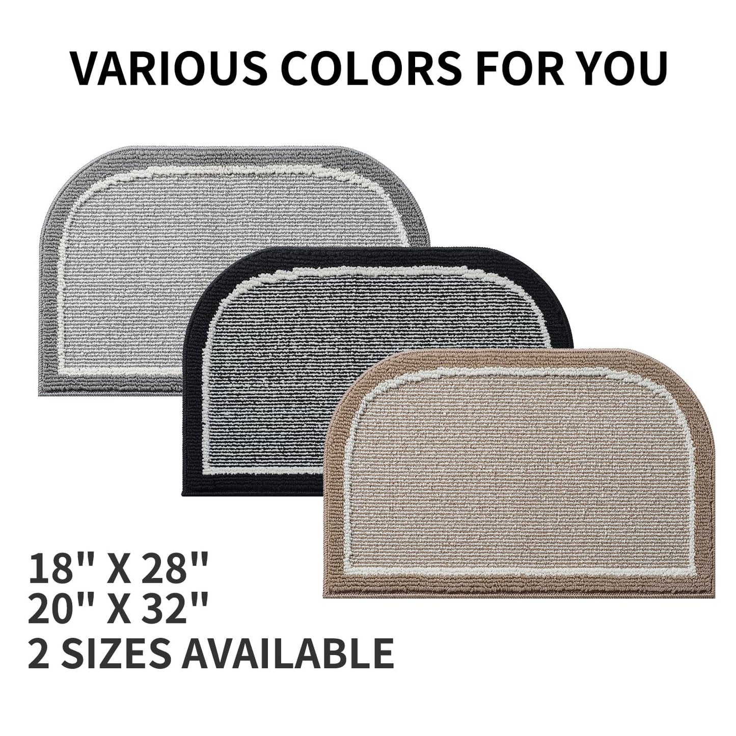 PADOOR Kitchen-Mats for Floor 100% Polypropylene Kitchen Rugs Non Slip Washable, Durable Dirt Resist Half Circle Rug TPR Backed Kitchen Floor Mat, 18"x28", Beige