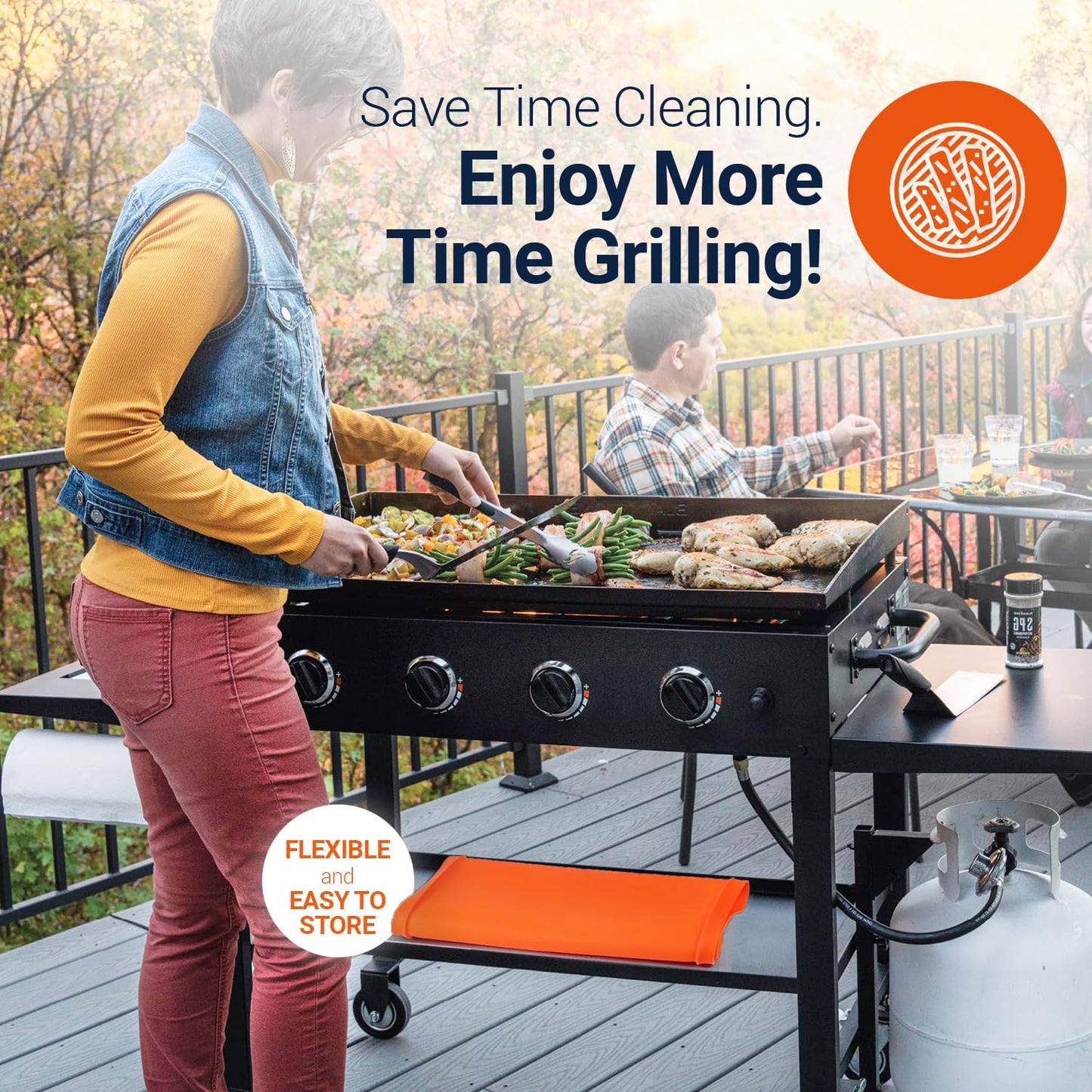 Linda’s Essentials 17" Silicone Griddle Mat - Heavy-Duty Cover Protects from Dirt, Rust & Insects
