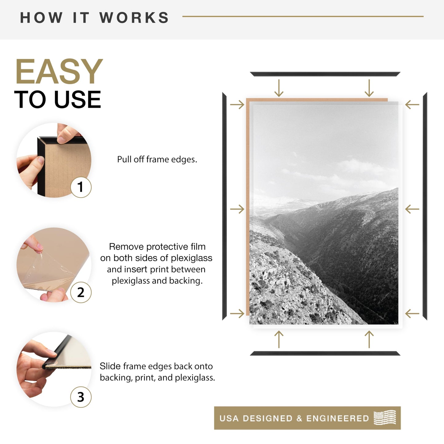 MCS Original Poster Frame 18x24 Black Lightweight Vertical & Horizontal Wall Hanging Large Picture Frame for Posters, Art Prints & Gallery Wall (6-Pack)