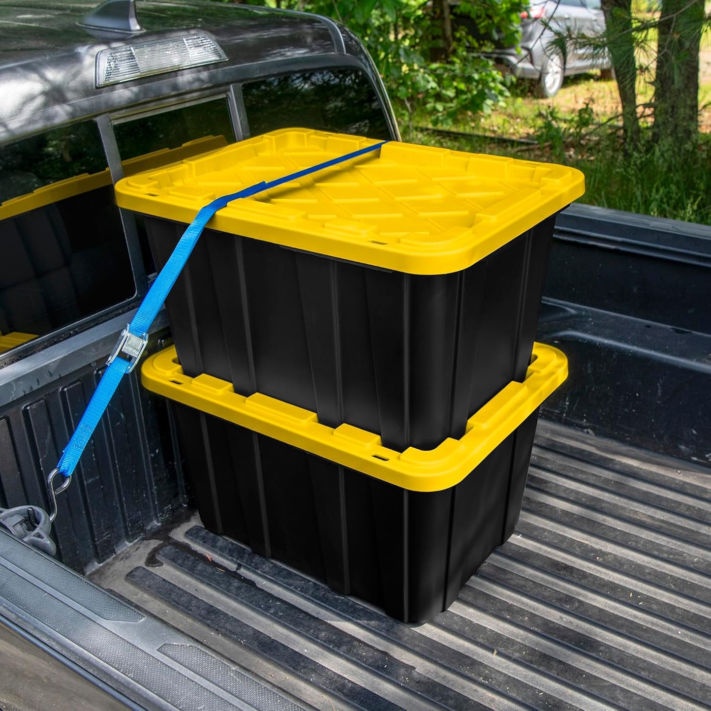 Sterilite 12-Pack Industrial Tote | Heavy-Duty Plastic Storage Bins with Lids - 27 Gallon for Organizing Closet, Bathroom, Office