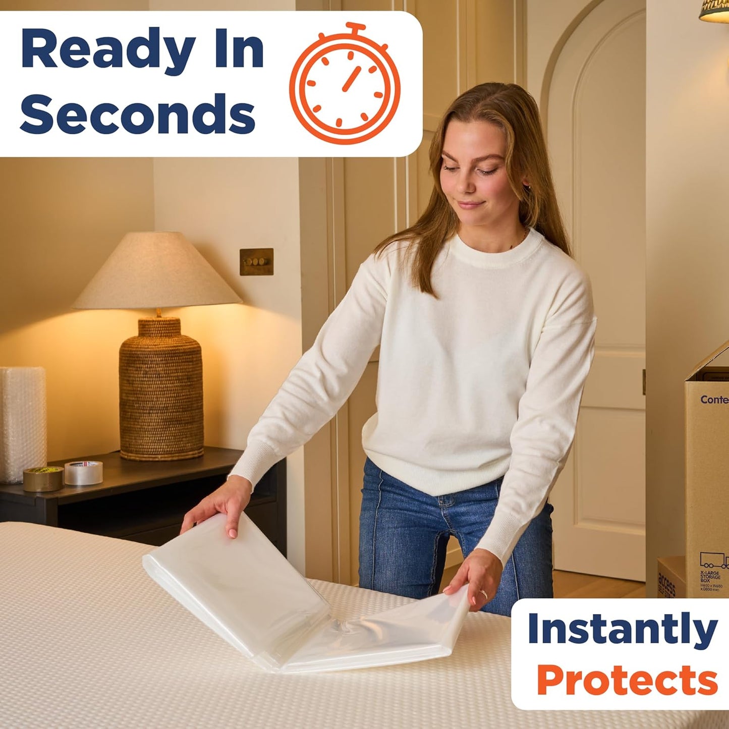 Mattress Bags for Moving - Full Size Plastic Cover for Storage & Disposal | XL 54 x 100 x 14 Inch