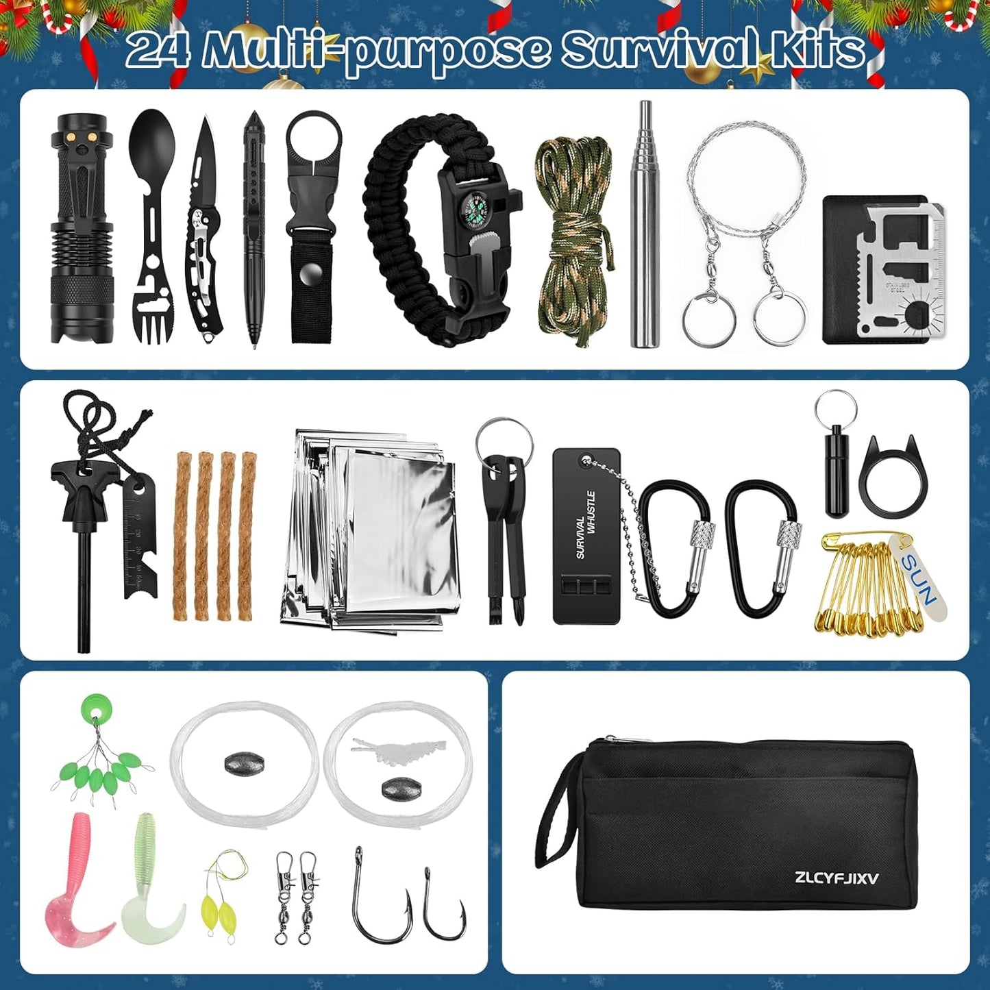 Survival Advent Calendar 2025 - 24-Day Christmas Countdown Gift Box for Adults & Outdoor Enthusiasts