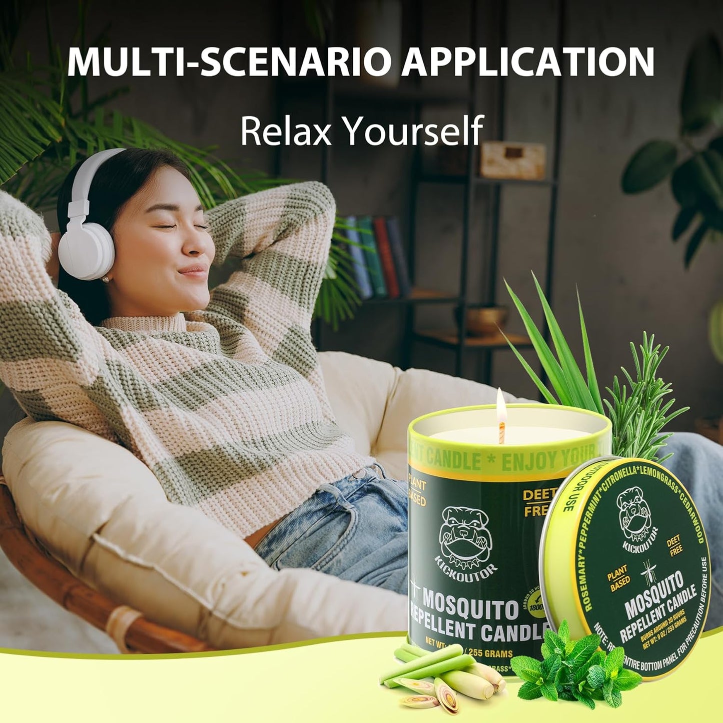 KICKOUTOR® Mosquito Repellent Candles - 2-Pack | 60-Hour DEET-Free Bug Protection with Essential Oils