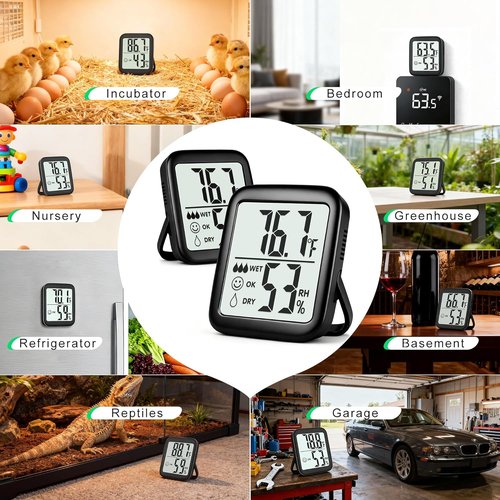 Antonki Room Thermometer - 2 Pack Digital Temperature & Humidity Monitor for Home, Greenhouse & More