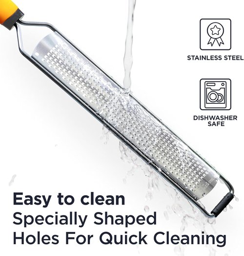 Deiss PRO Lemon Zester & Heavy-Duty Cheese Grater - Versatile Stainless Steel Shredder for Fruits, Vegetables, and More