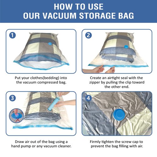 Cozy Essential Vacuum Storage Bags, Compression Space Saver Bags for Clothes, Comforters, Blankets, Pillow, Bedding, Sealer Clothing Storage,8 Jumbo