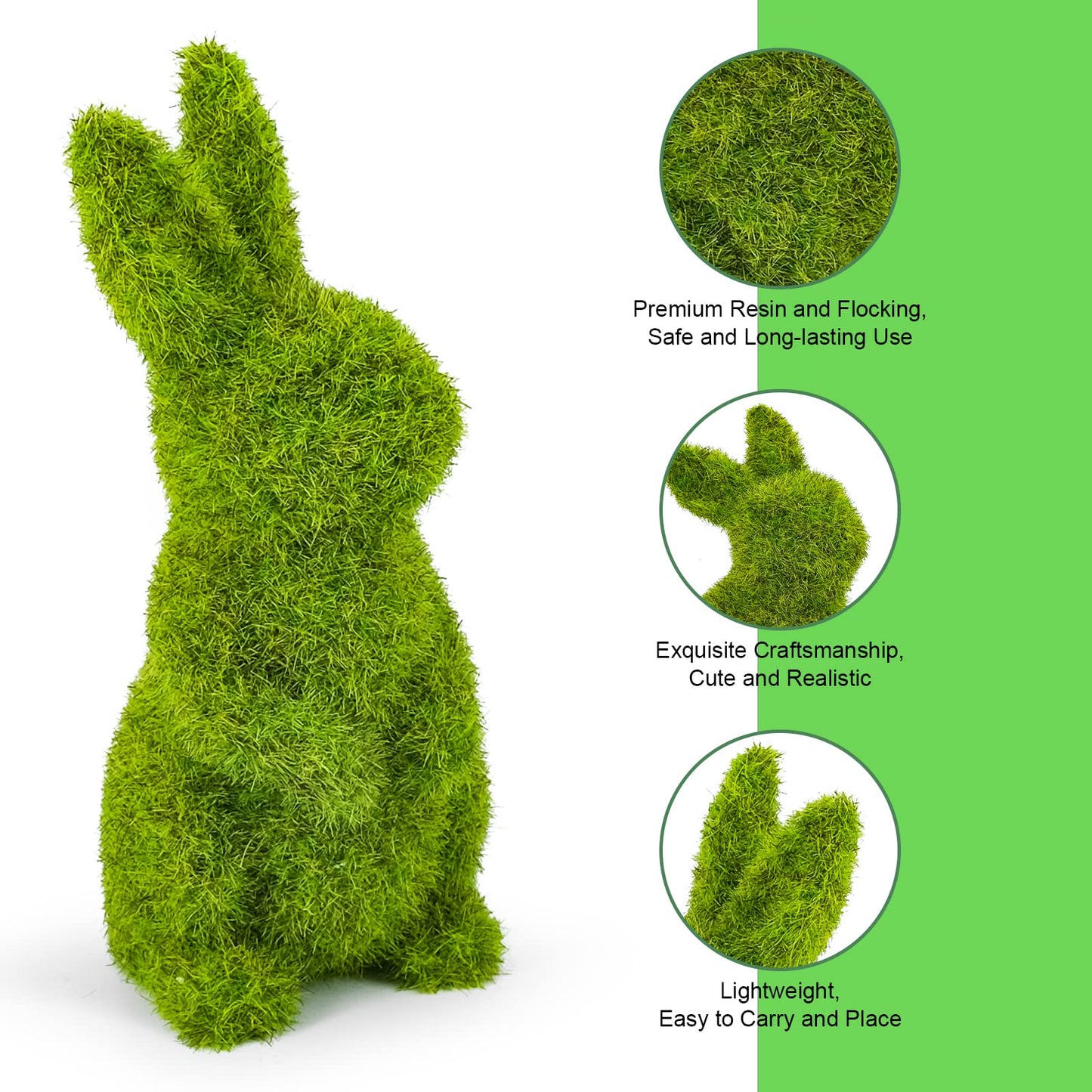 MicoSim Easter Bunny Decorations,Resin Moss Bunny Figurine,Garden Artificial Moss Rabbit Easter Décor Easter Party Favors Gifts(Small-2pcs)