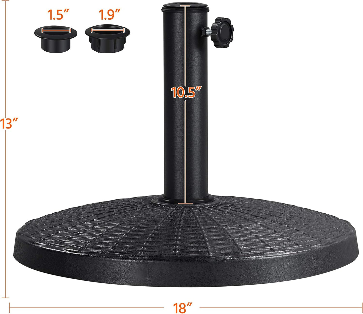 Yaheetech Heavy Duty Outdoor Umbrella Base - 22 lbs 18" Round Stand for Patio & Garden, Black