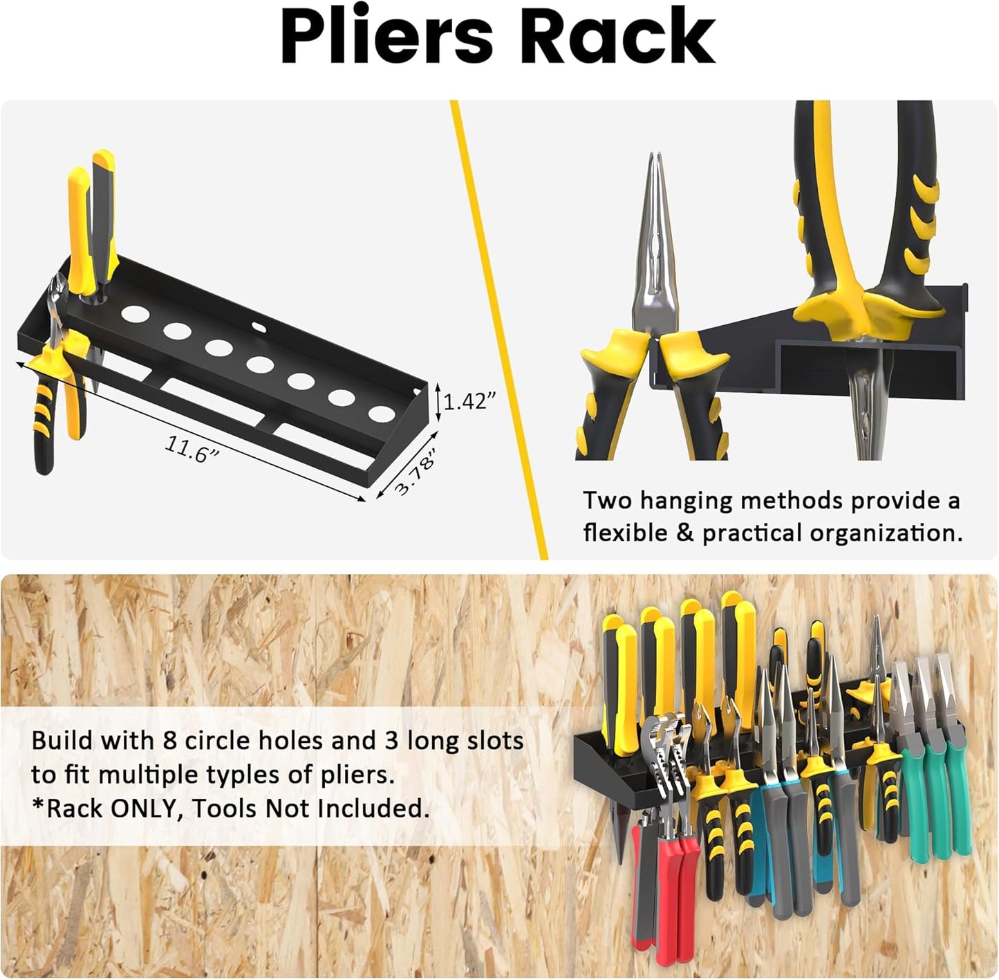 UNITEDPOWER Hand Tool Storage Set - Wall Mount Screwdriver Organizer & Pliers Holder | 4 Pack Metal Hardware Tray for Garage
