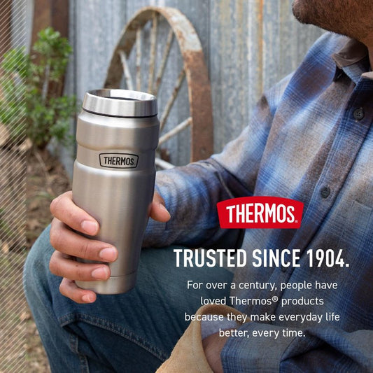 THERMOS Stainless King Vacuum-Insulated Stainless Steel Tumbler - 16oz, Army Green - Insulated Coffee Tumbler for Hot & Cold Drinks - Leak-Proof & Sweat-Proof for Commuting & Traveling